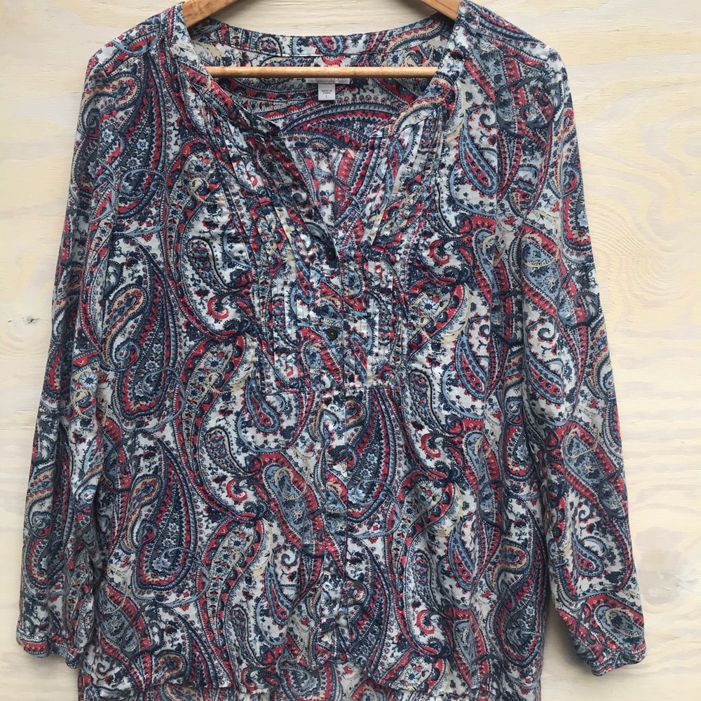 J Jill long sleeve paisley boho tunic